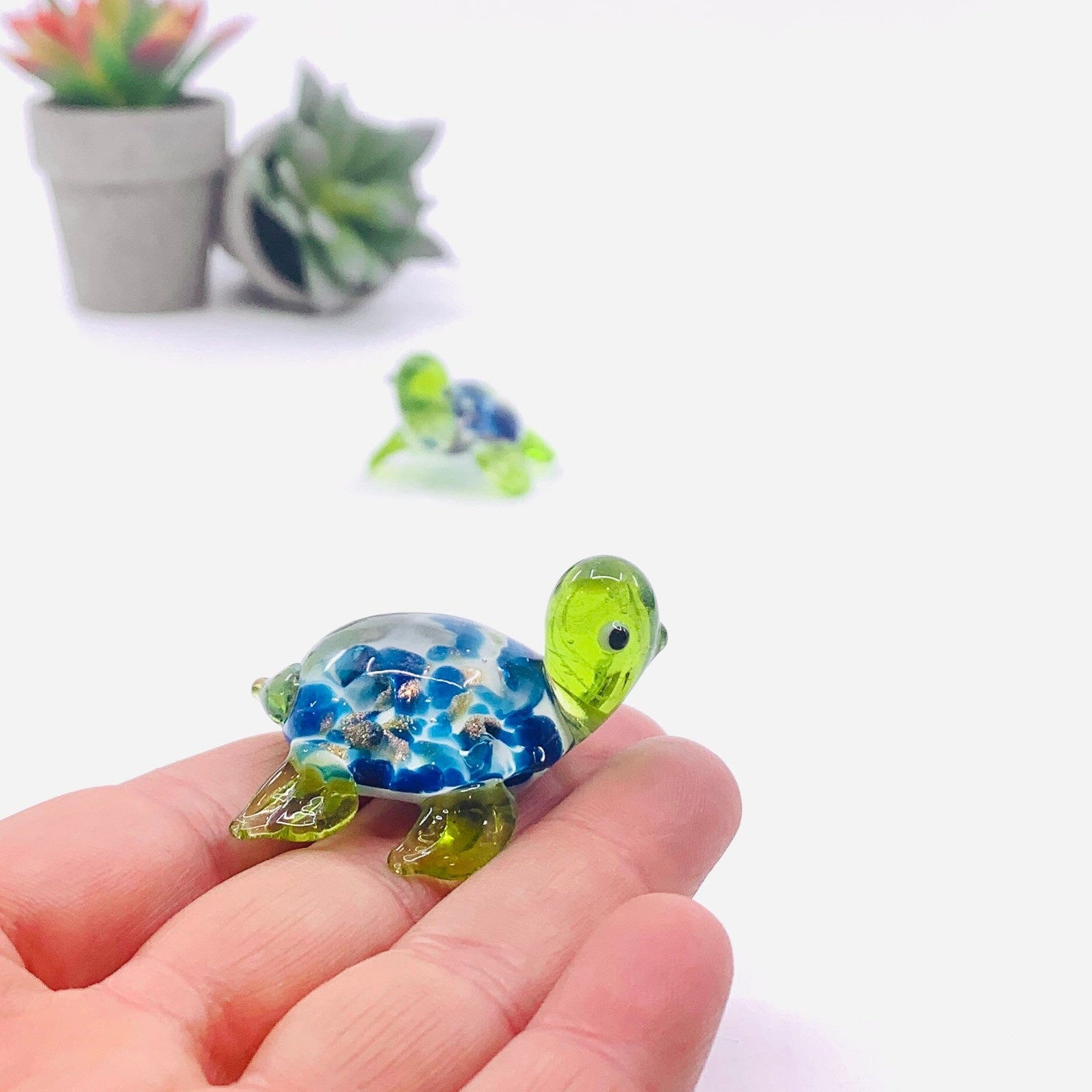 Glass Glitter Turtle, Green Decor Chesapeake Bay 