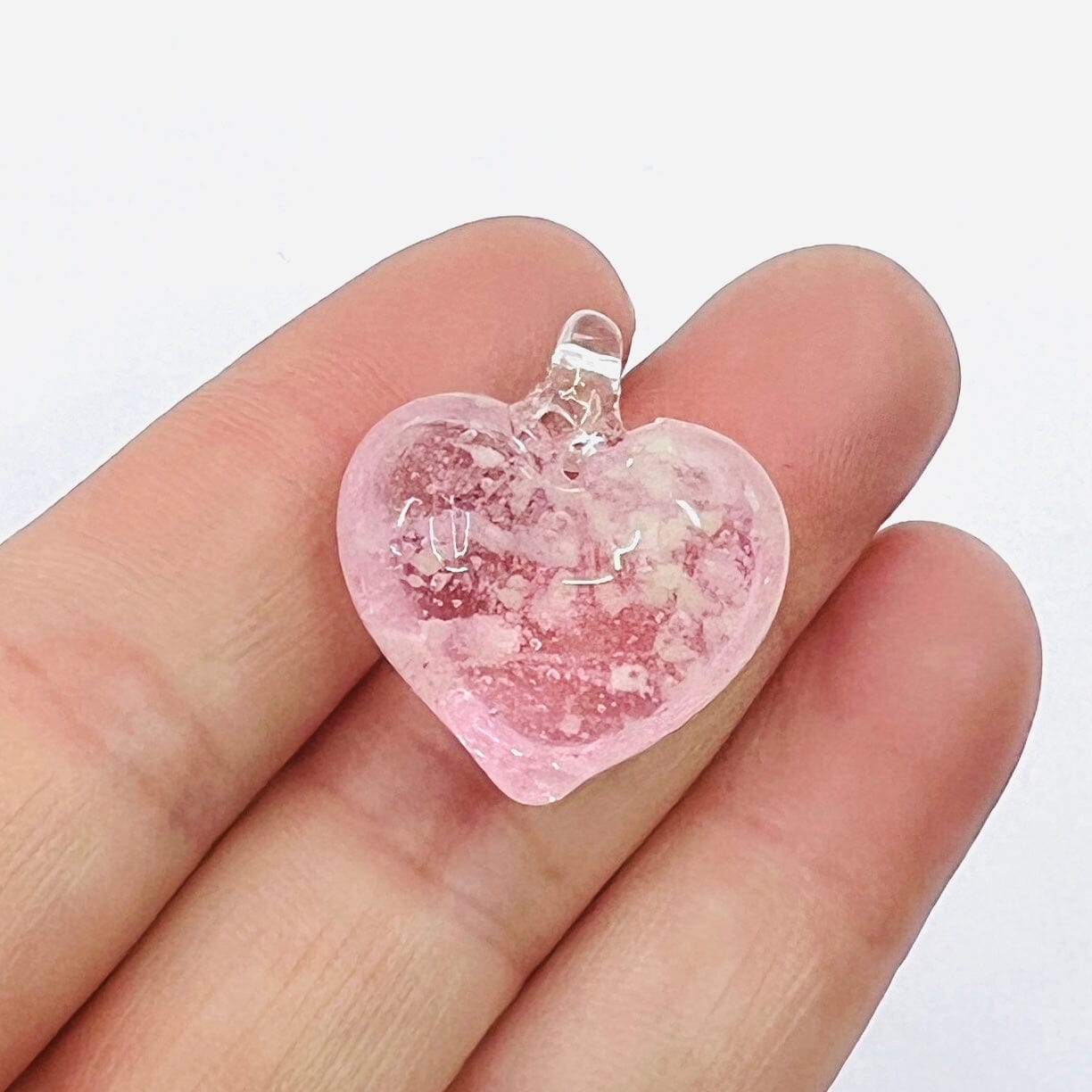 Glass Glow in the Dark Hearts, Pink Miniature - 