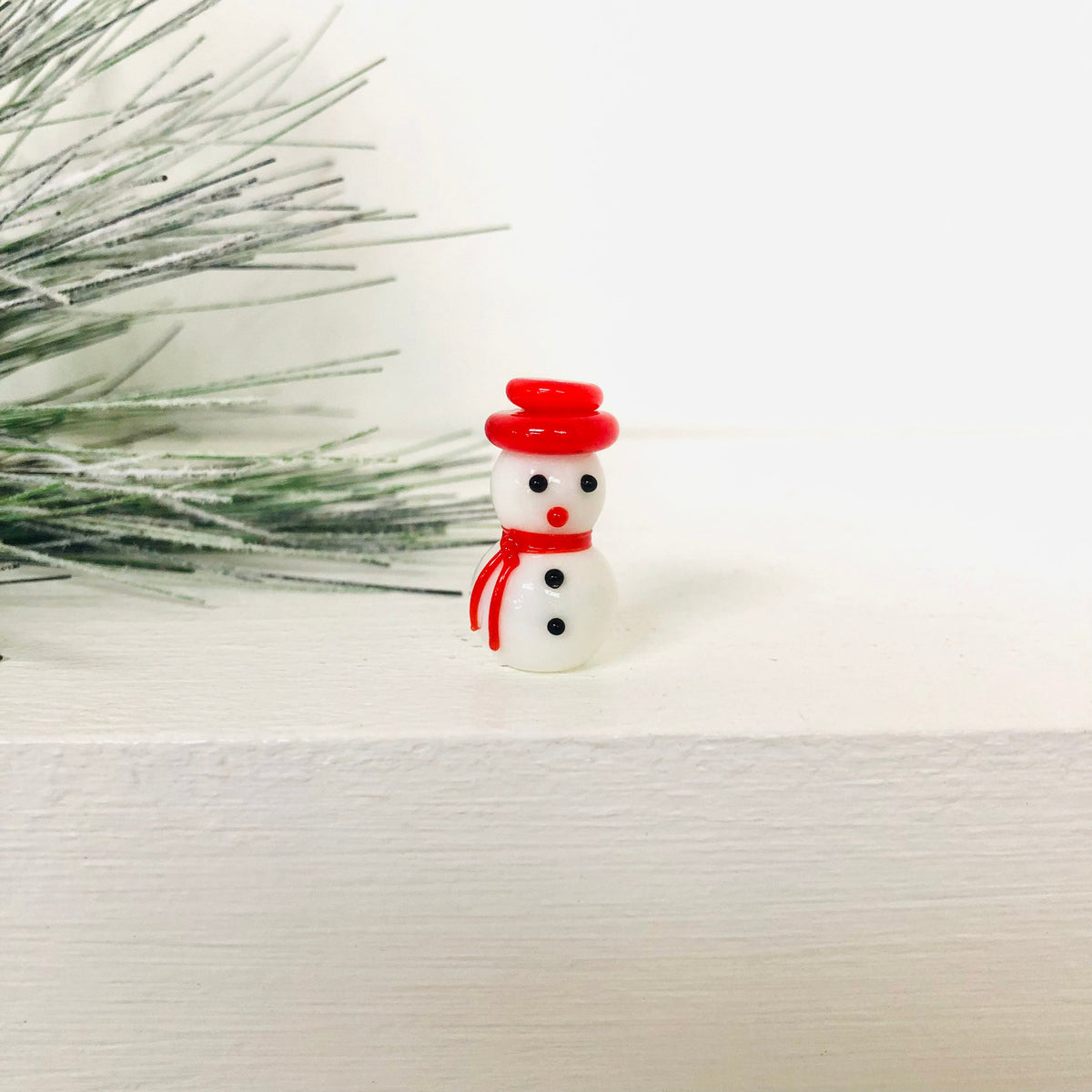 Little Glass Snowman Miniature - Red Hat 