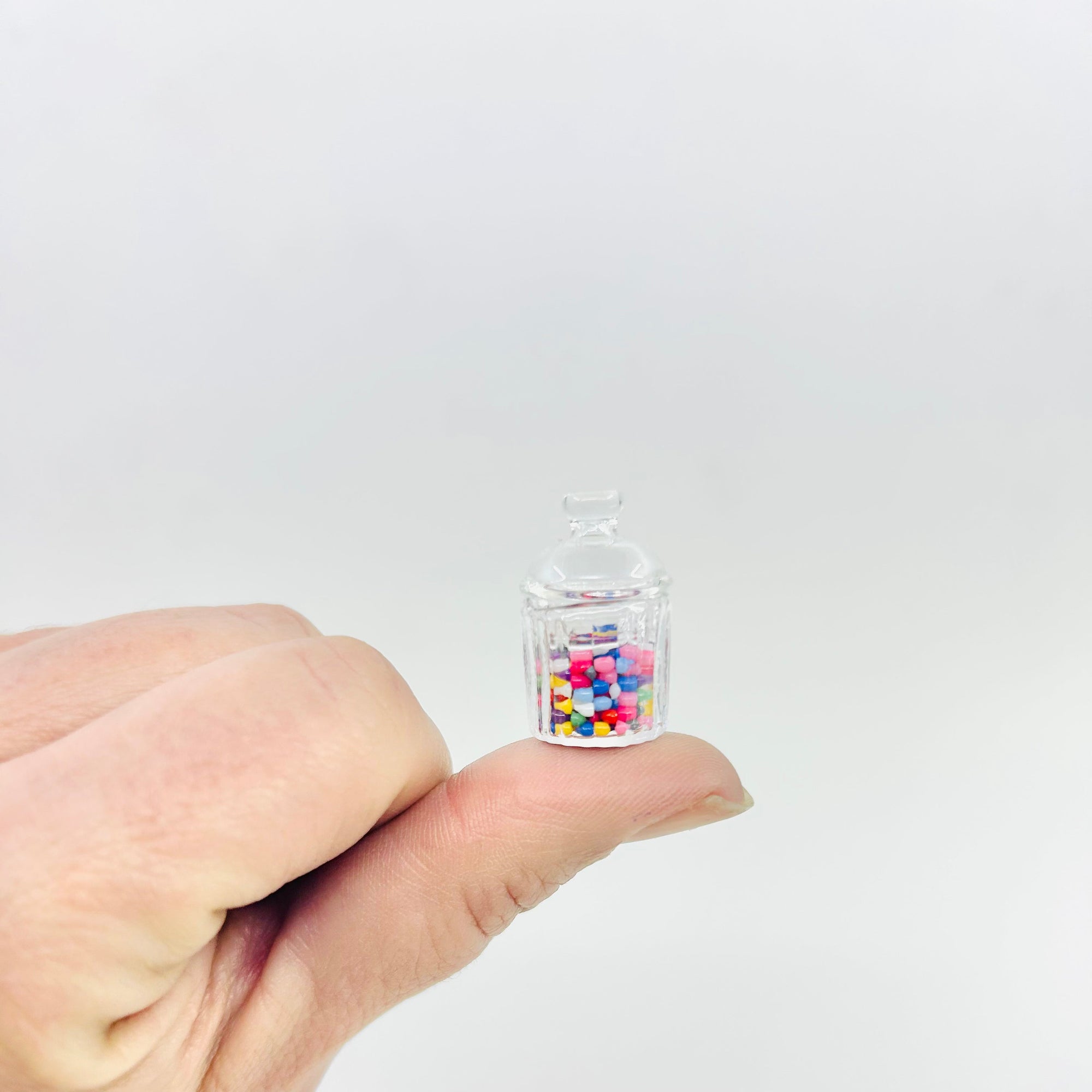 Tiniest Glass Jellybean Jar Miniature - 