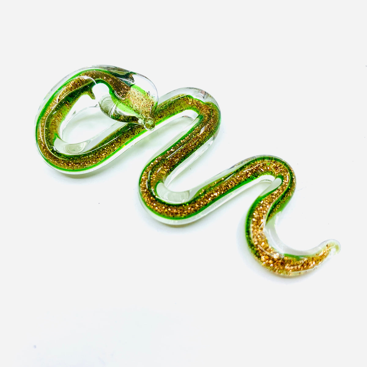Glitter Snake Miniature - Green and Gold 