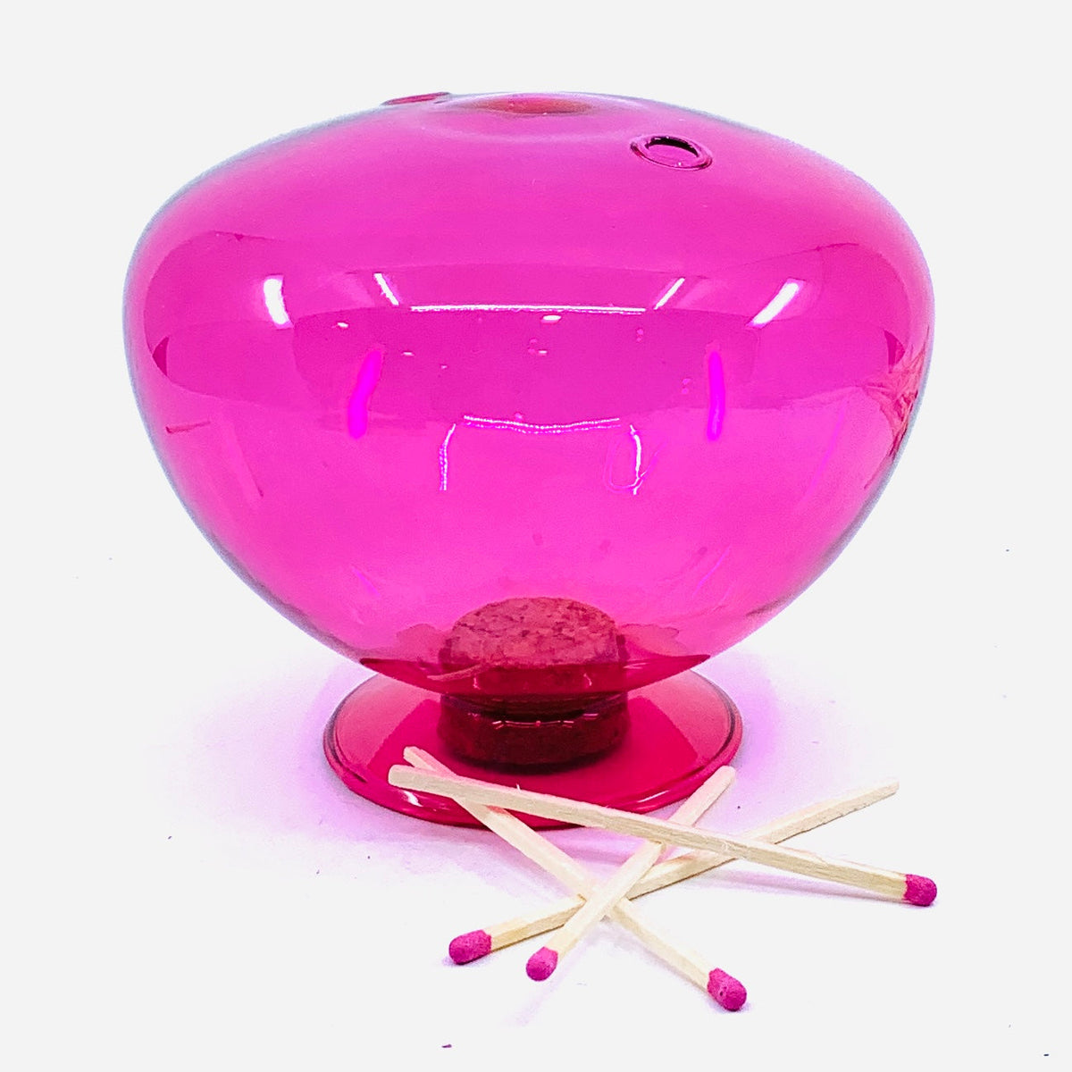 Deco Glass Matchstick Holder Creative Co-op Pink 