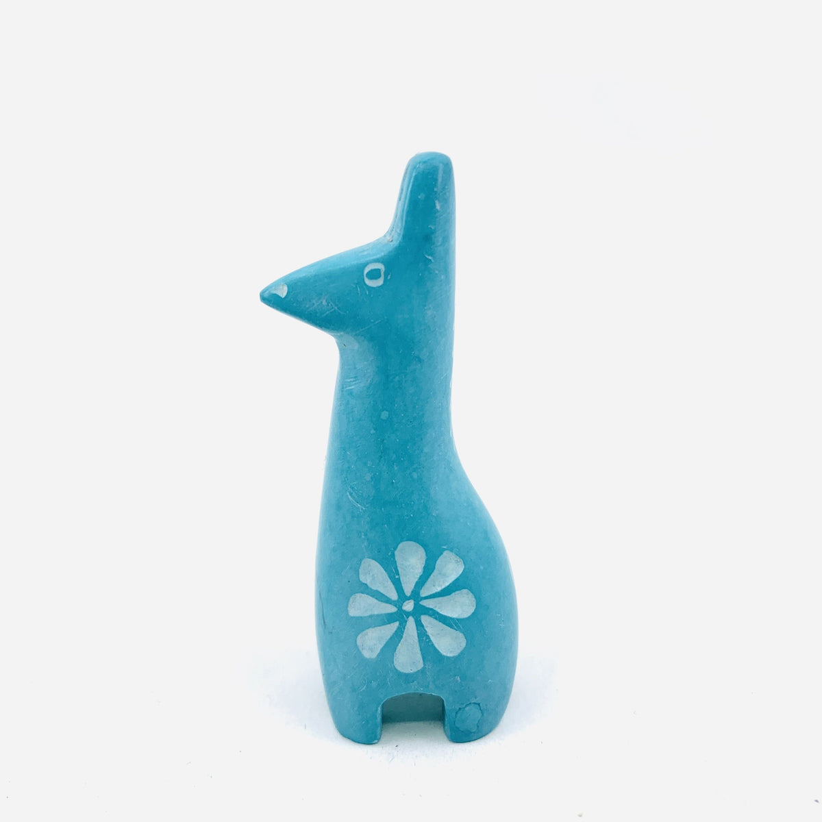 Carved Small Animals, Giraffe Venture Imports Teal 