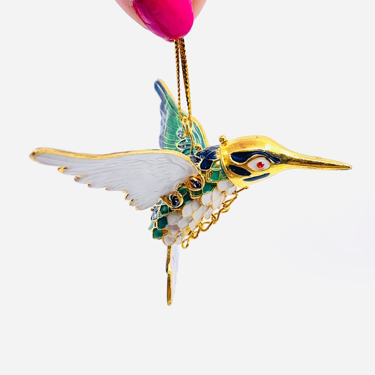 Enamel Motion Ornament, Blue Hummingbird Ornament Kubla Craft 