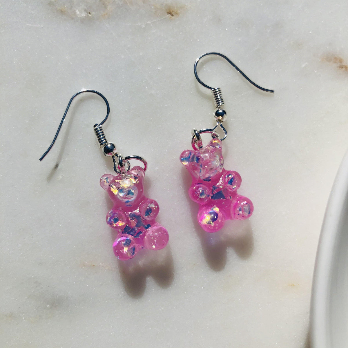 Gummy Bear Earrings Luke Adams Glass Blowing Studio Pink Dichro 