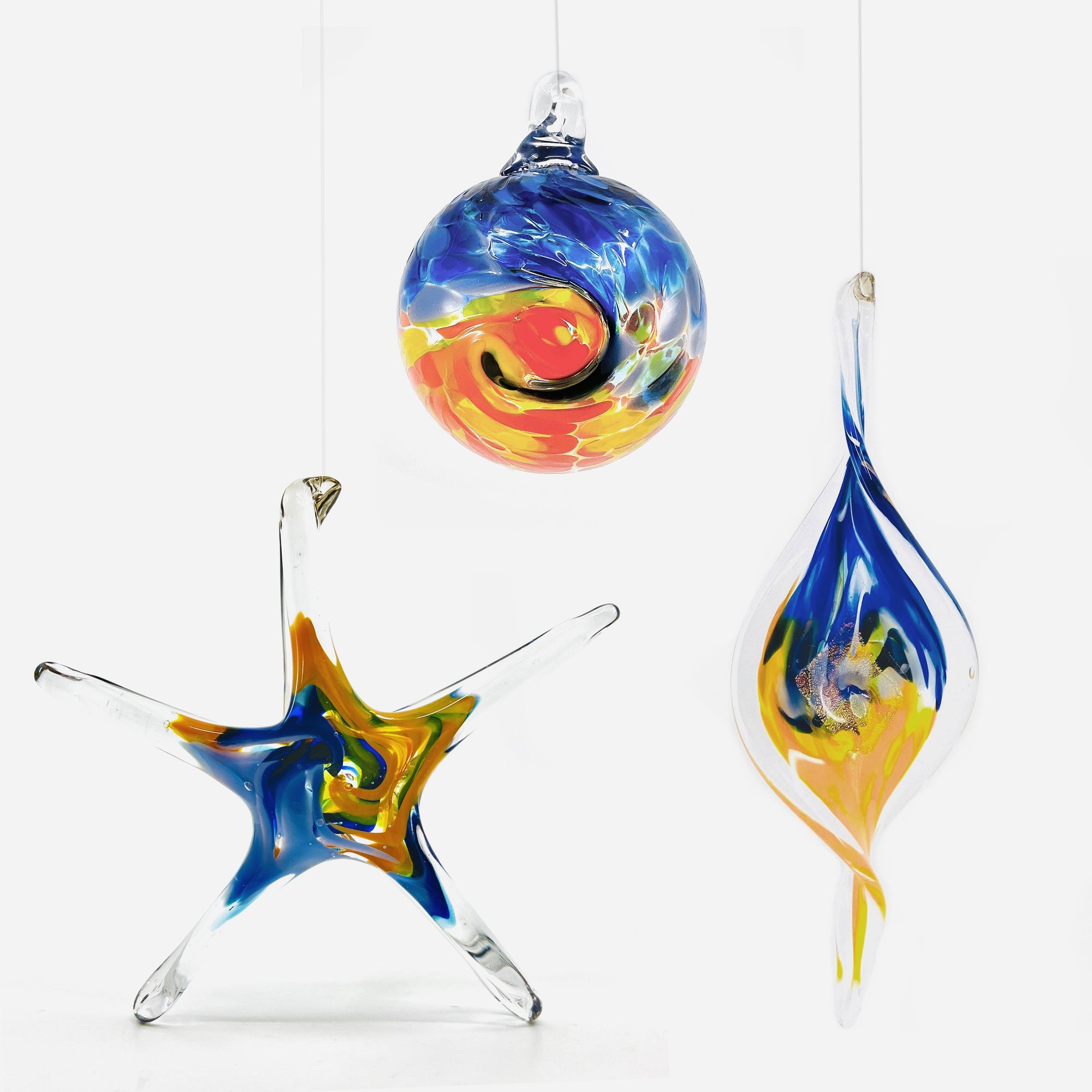 Starry Night Ornament Trio Set Ornament Luke Adams Glass Blowing Studio 